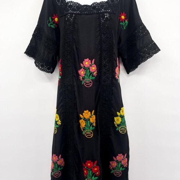 Christy Dawn Handmade Floral Embroidered Simone Maxi Dress in Noir Embroidery - Picture 9 of 15